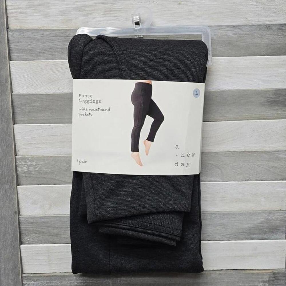 Women's High Waisted Ponte Ankle Leggings with Pockets | A New Day | L